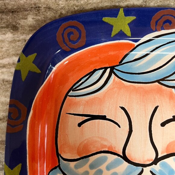 Handmade Ceramiche De LAlba Santa Claus Face Ceramic Plate 9" Made in Italy - Picture 3 of 8